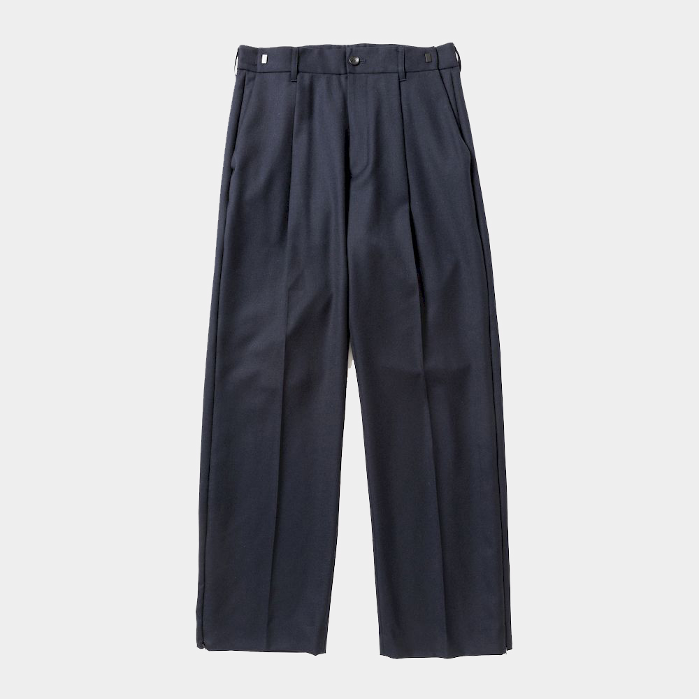 Side Zip Wool Slacks/Navy