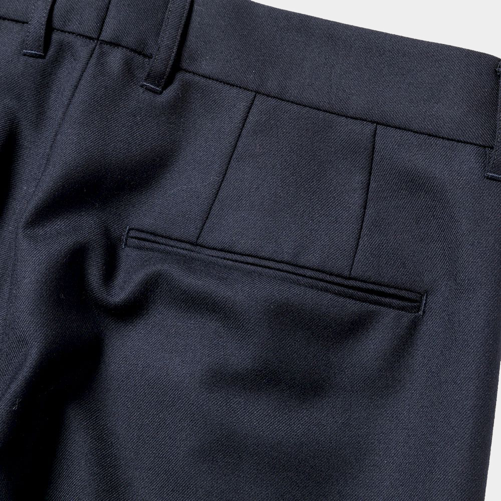 Side Zip Wool Slacks/Navy