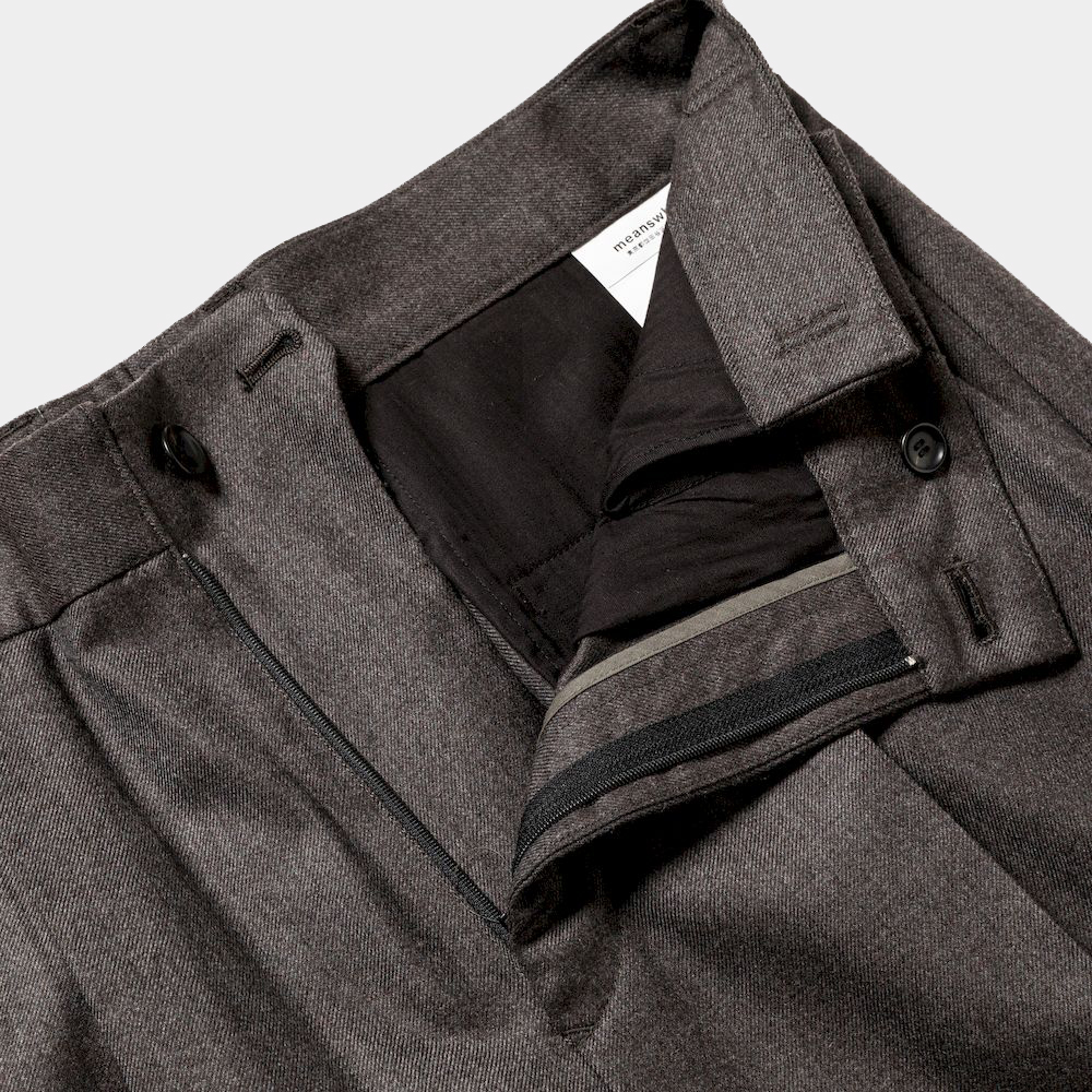 Side Zip Wool Slacks/Charcoal