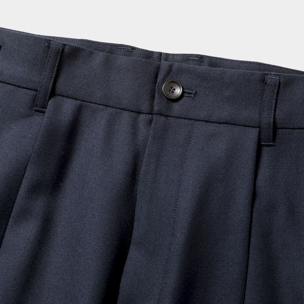 Side Zip Wool Slacks/Navy