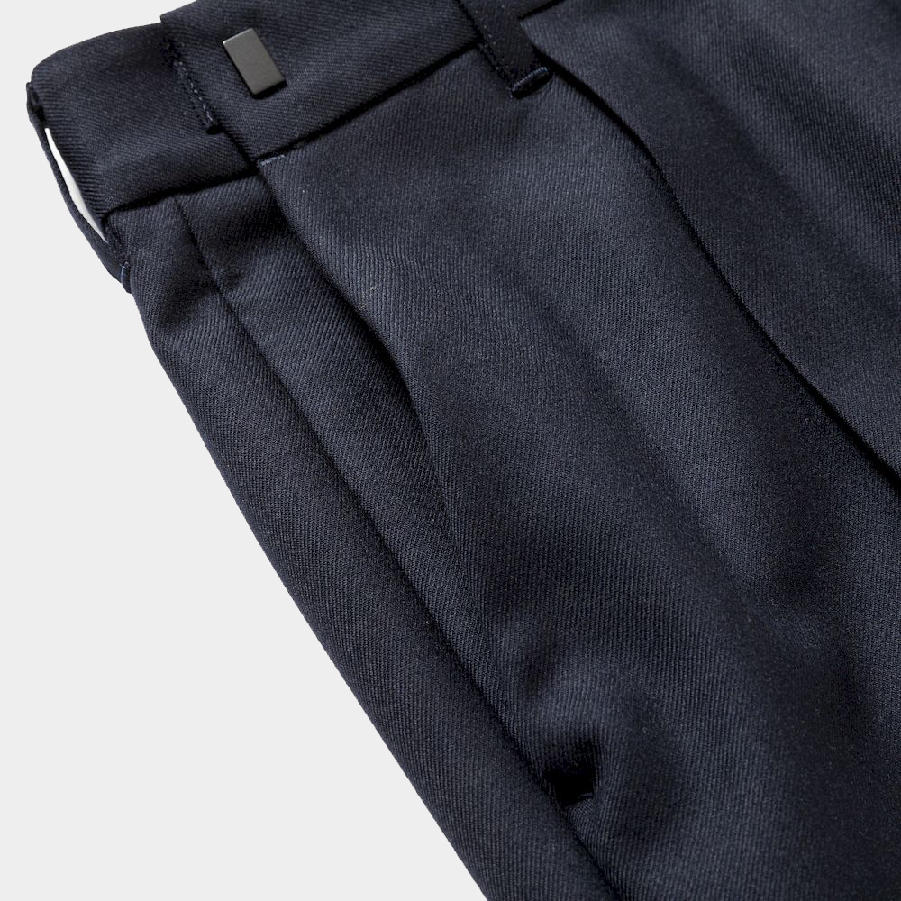 Side Zip Wool Slacks/Navy