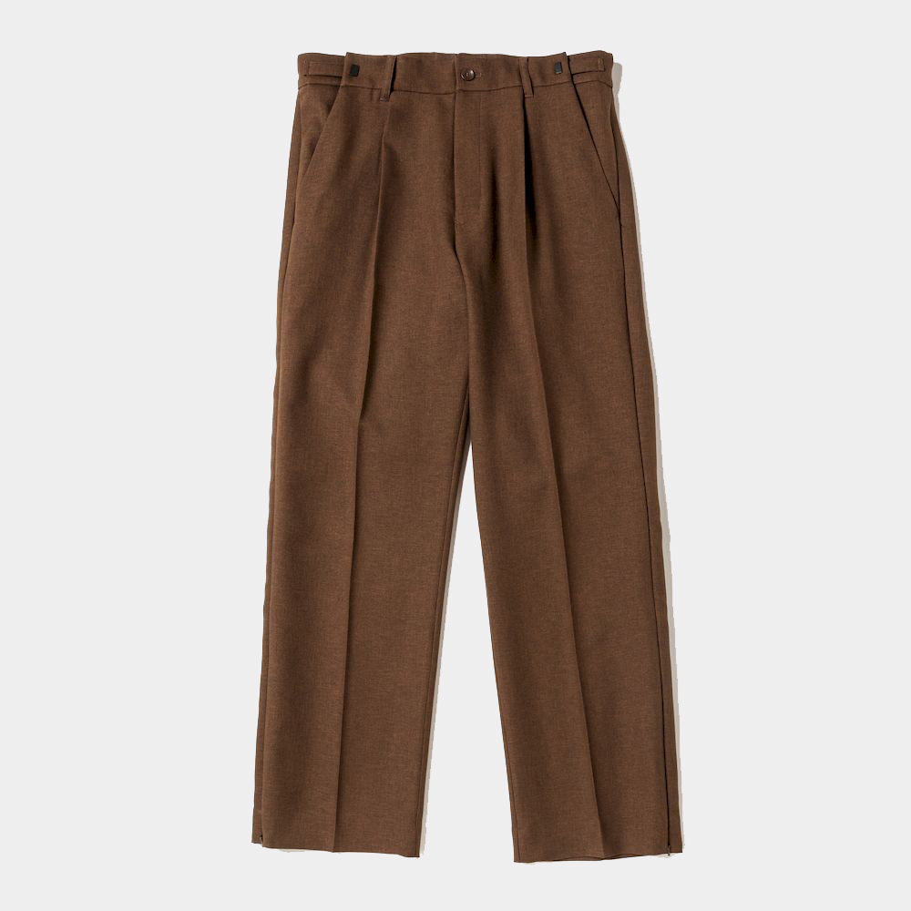 Side Zip Polyester Slacks/Brown