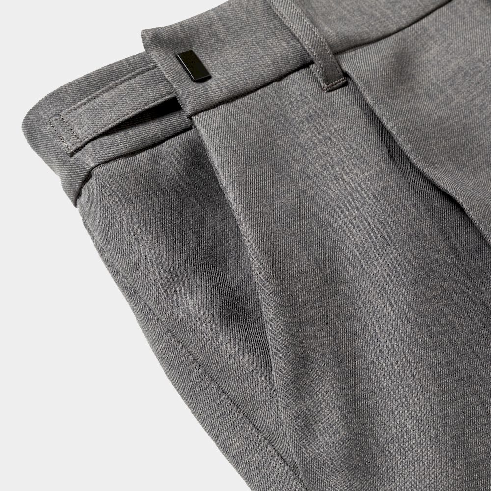 Side Zip Polyester Slacks/Grey