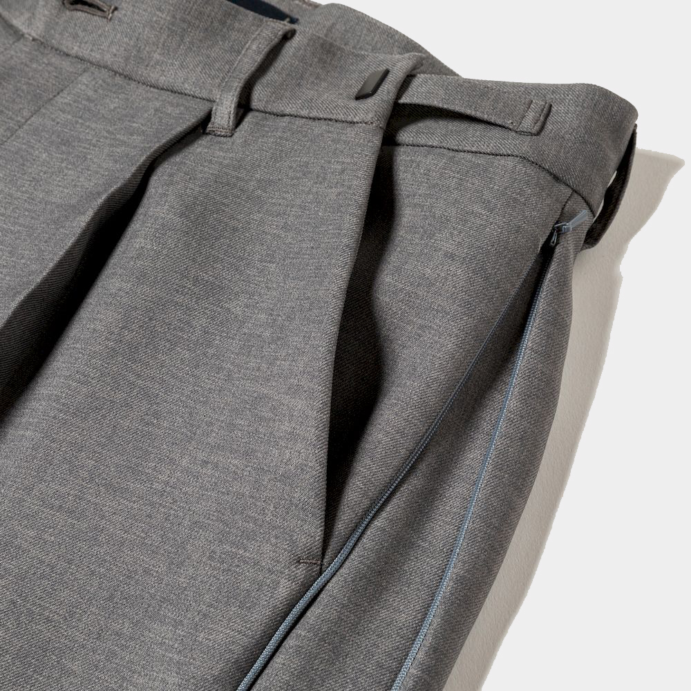 Side Zip Polyester Slacks/Grey