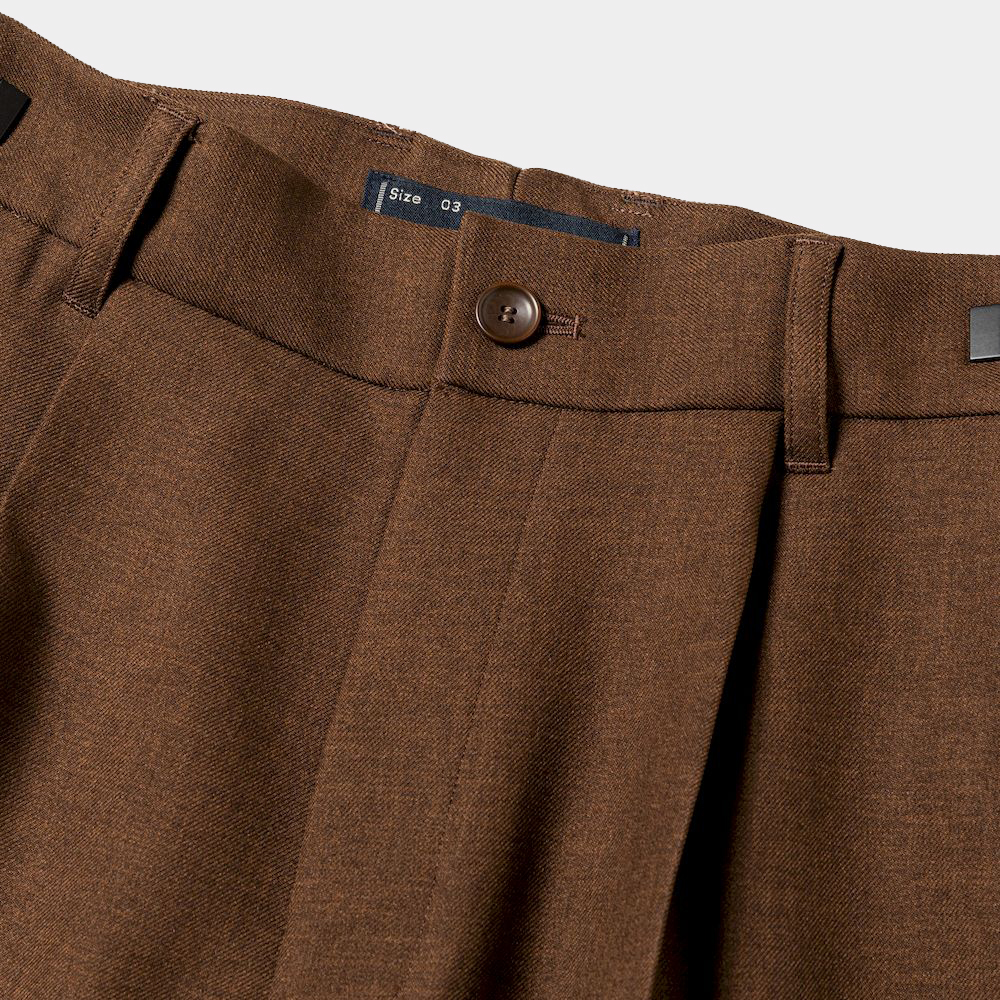 Side Zip Polyester Slacks/Brown