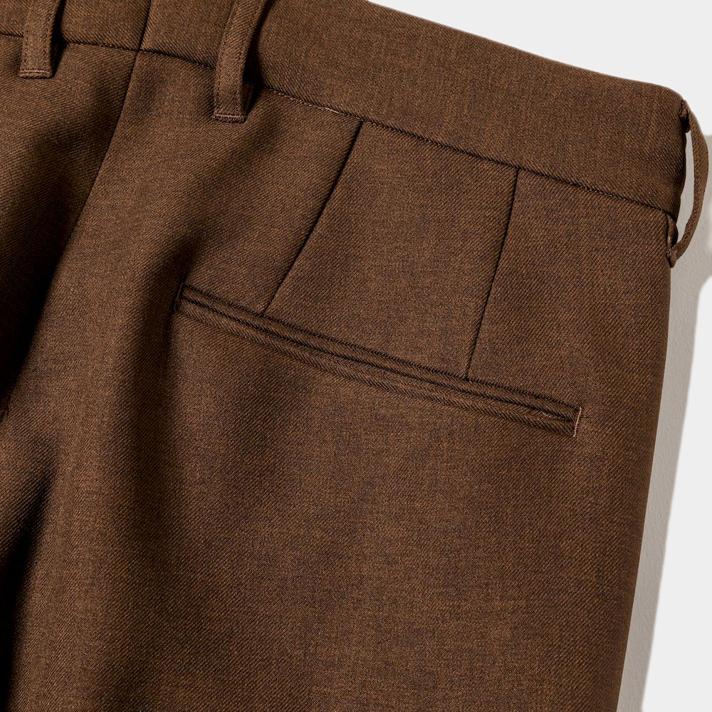 Side Zip Polyester Slacks/Brown