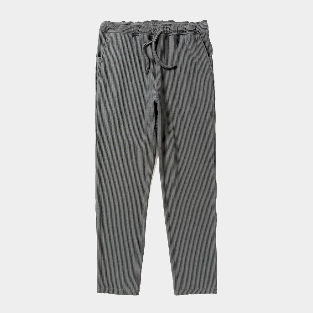 Uneven Fabric Slim Slacks/Charcoal