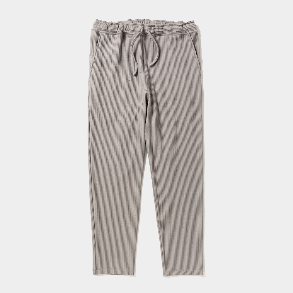 Uneven Fabric Slim Slacks/Grey