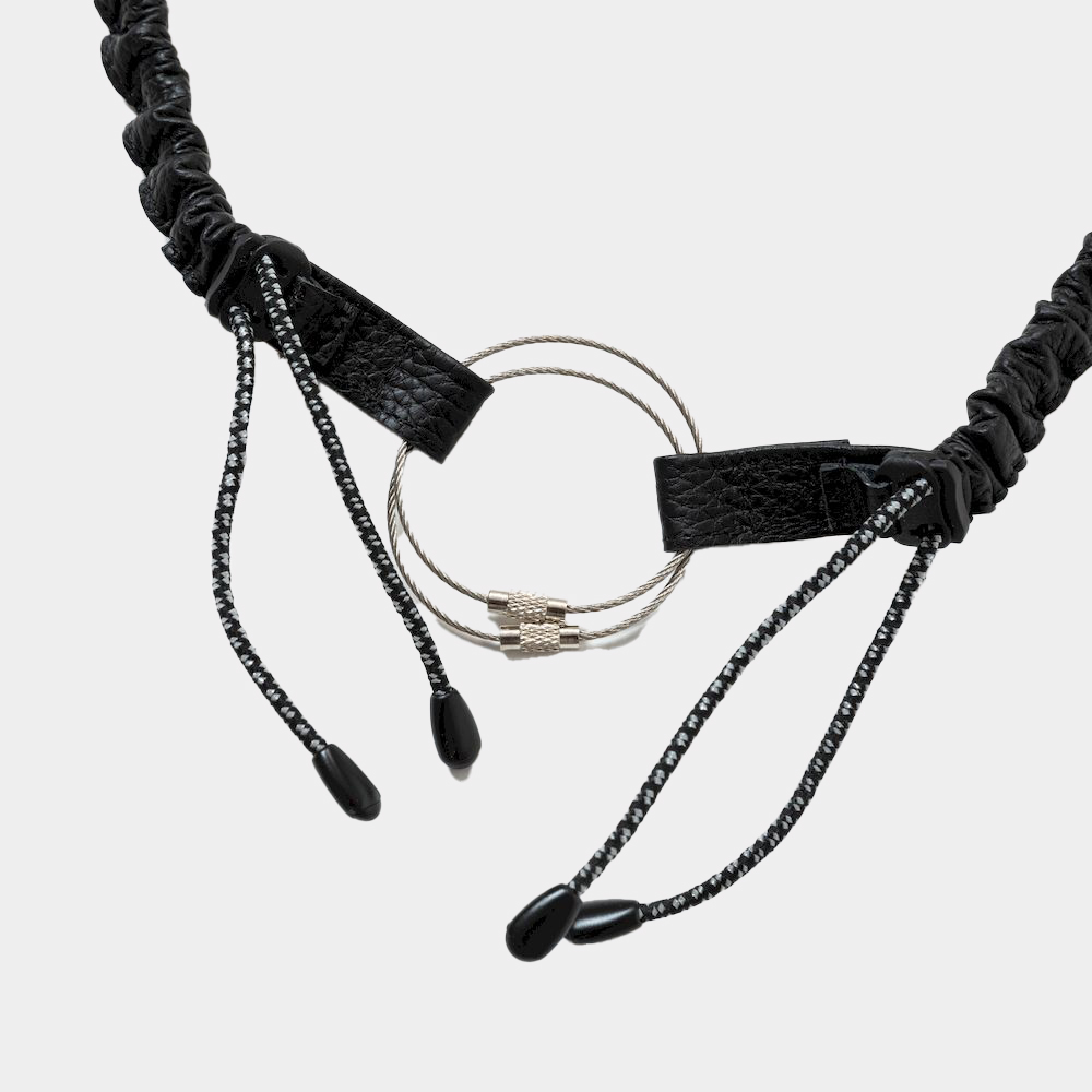 Bungee Leather Neck Strap/Off Black