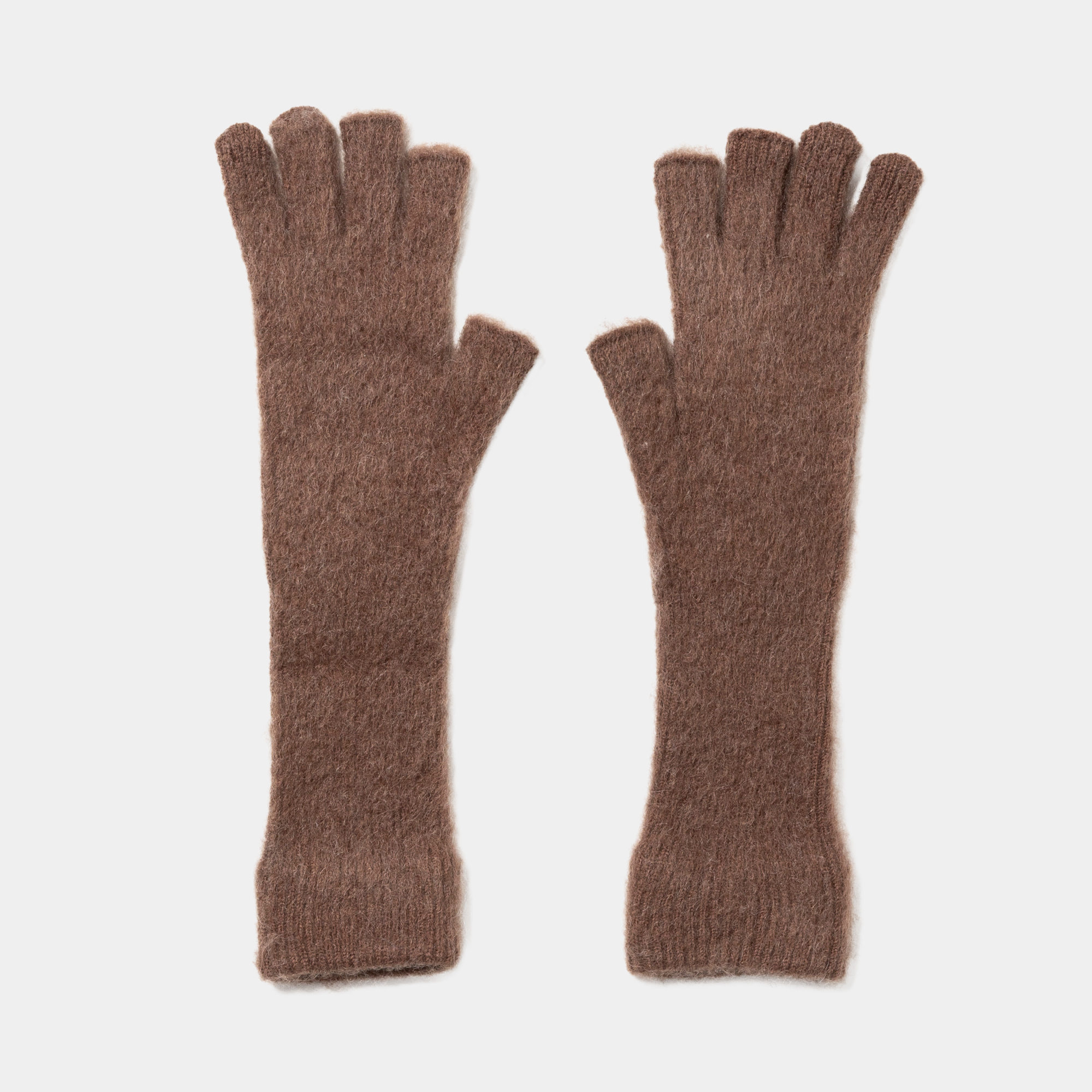 Mohair Knit Arm Warmer/Brown