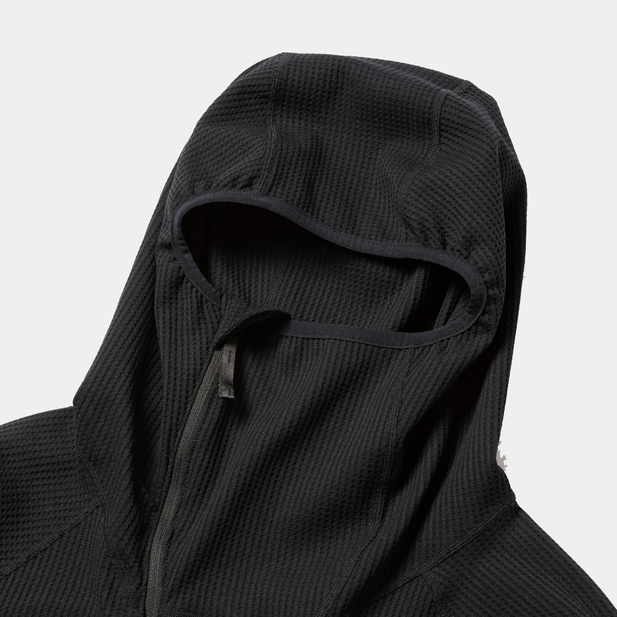 SOLOTEX Waffle Balaclava Hoodie/Off Black