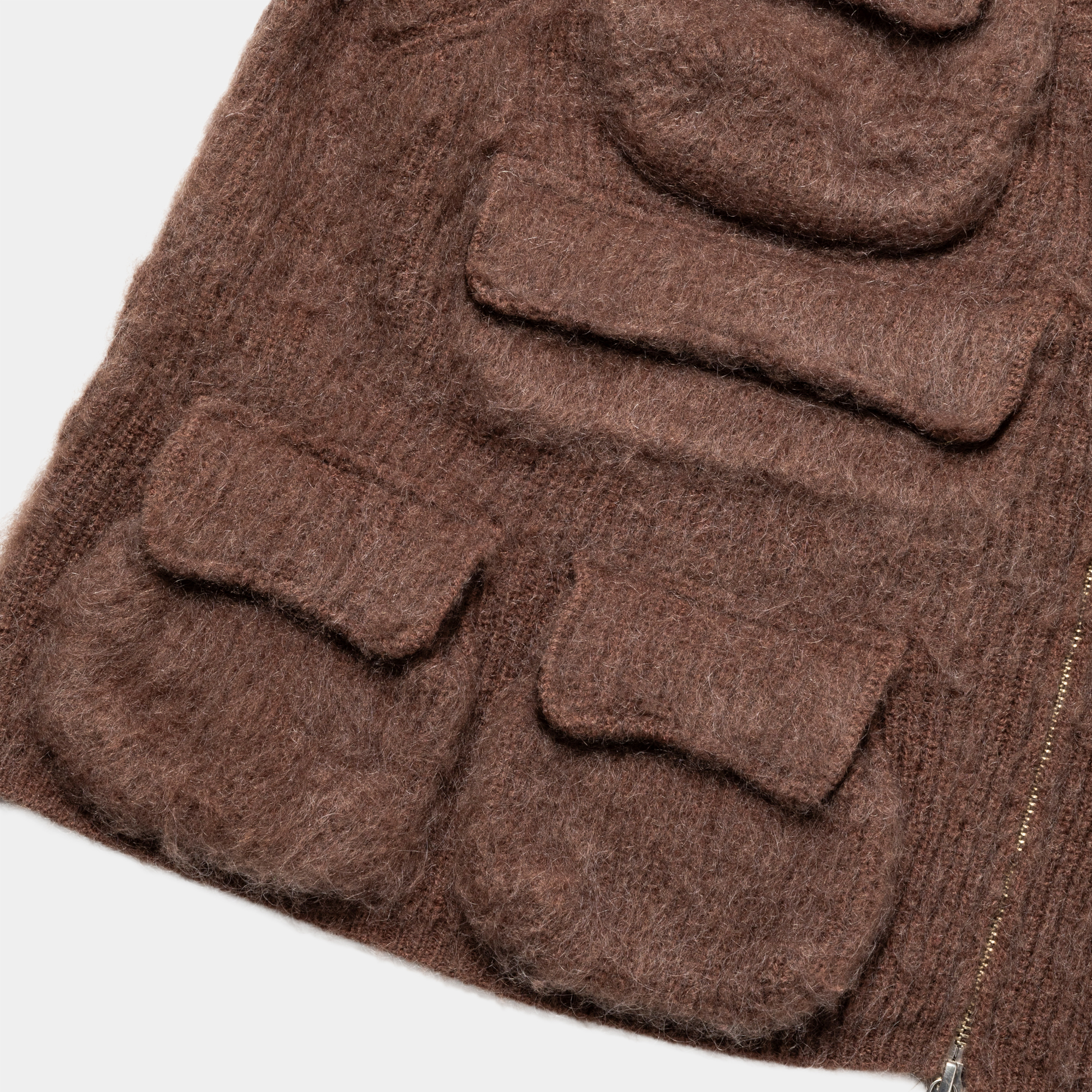 Mohair Knit Luggage Vest/Brown