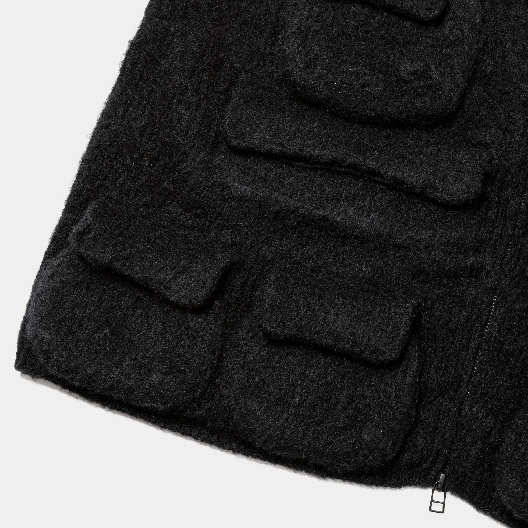 Mohair Knit Luggage Vest/Off Black