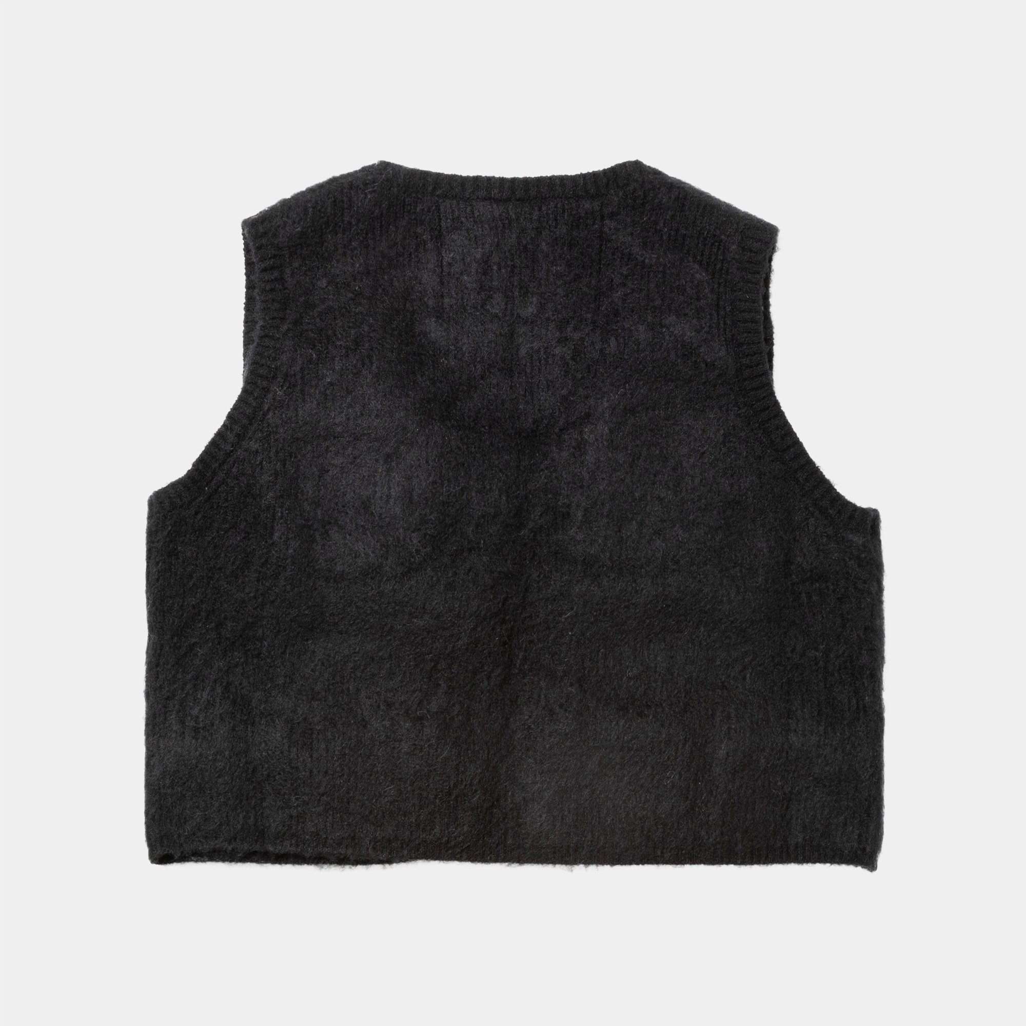 Mohair Knit Luggage Vest/Off Black