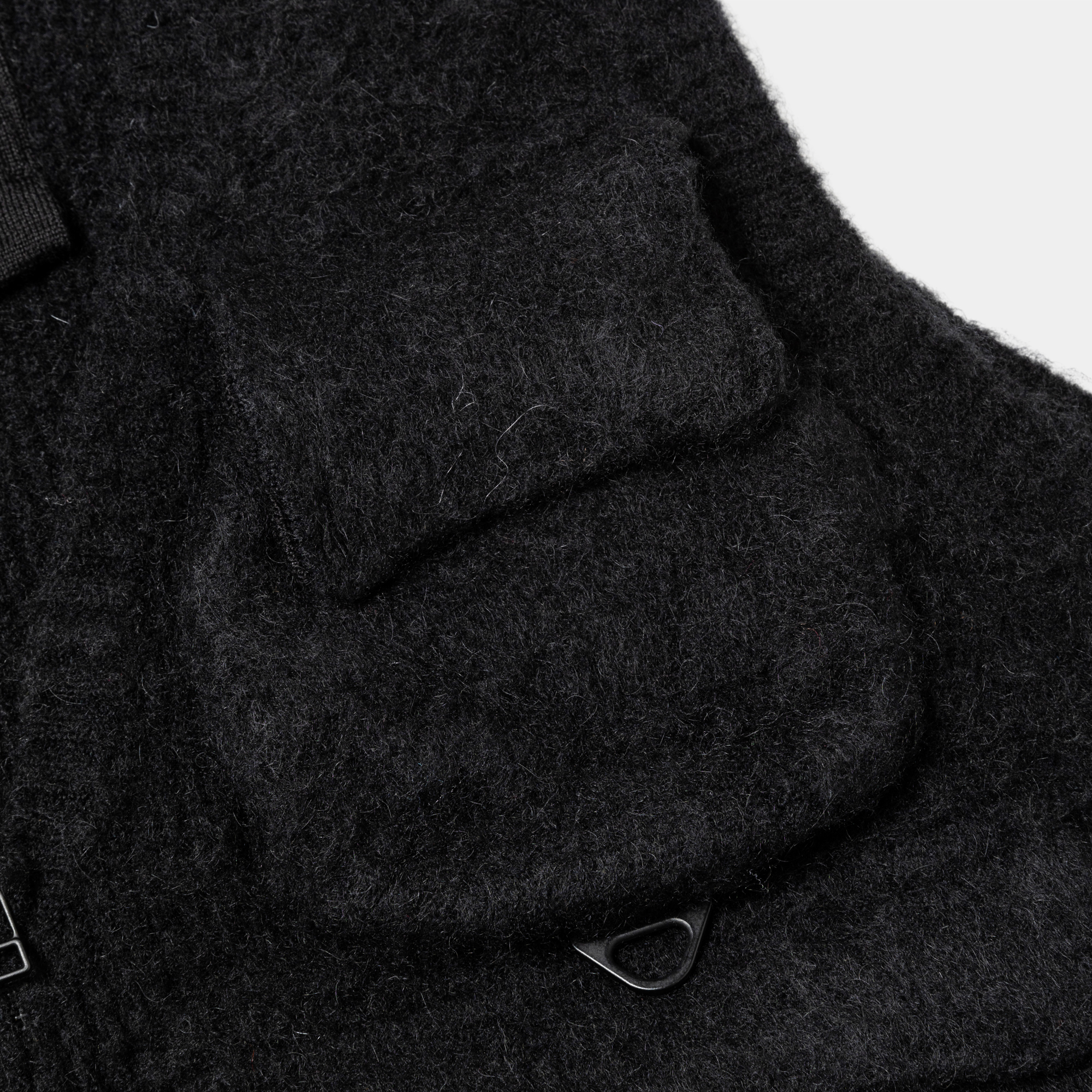 Mohair Knit Luggage Vest/Off Black