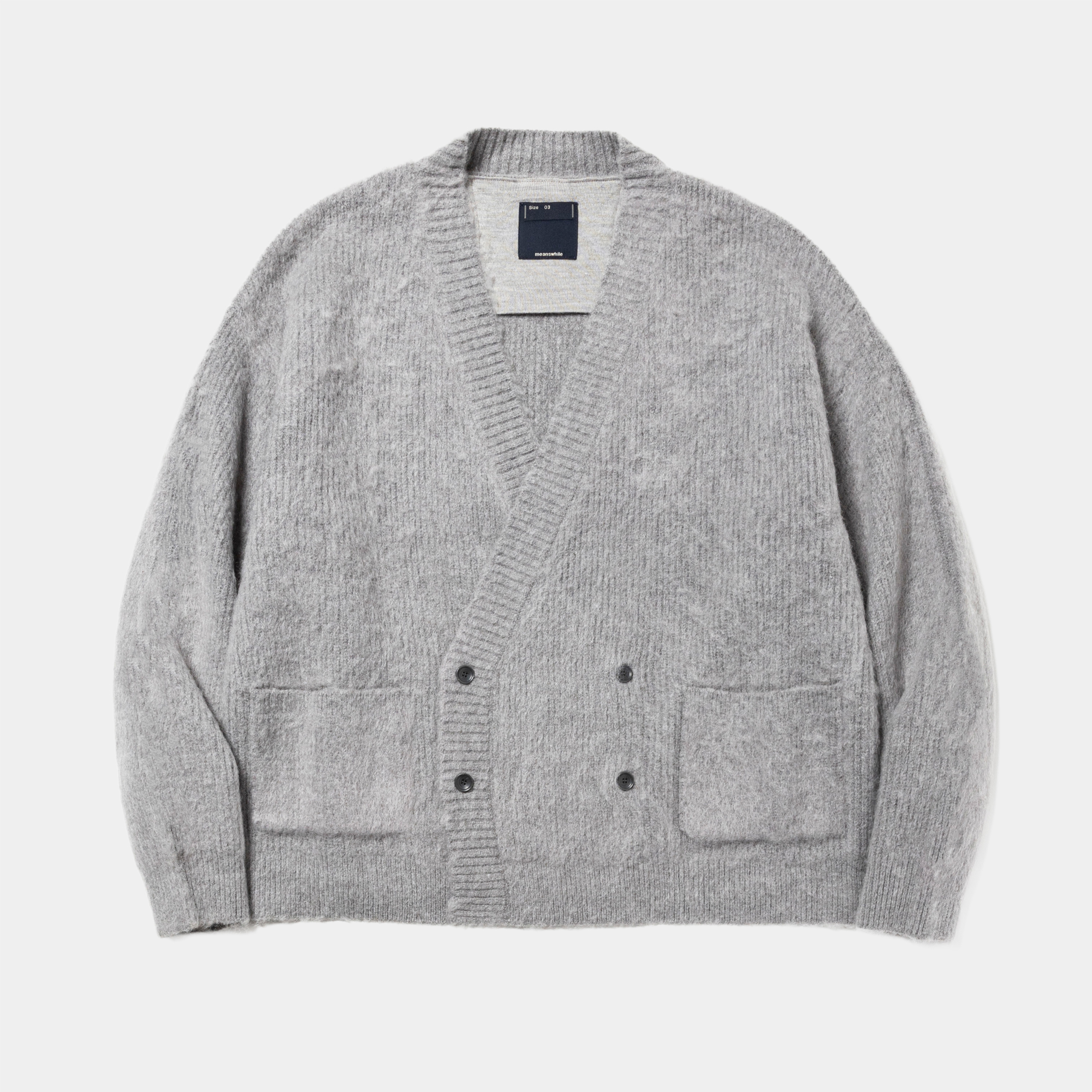Mohair Double Knit Cardigan/Grey
