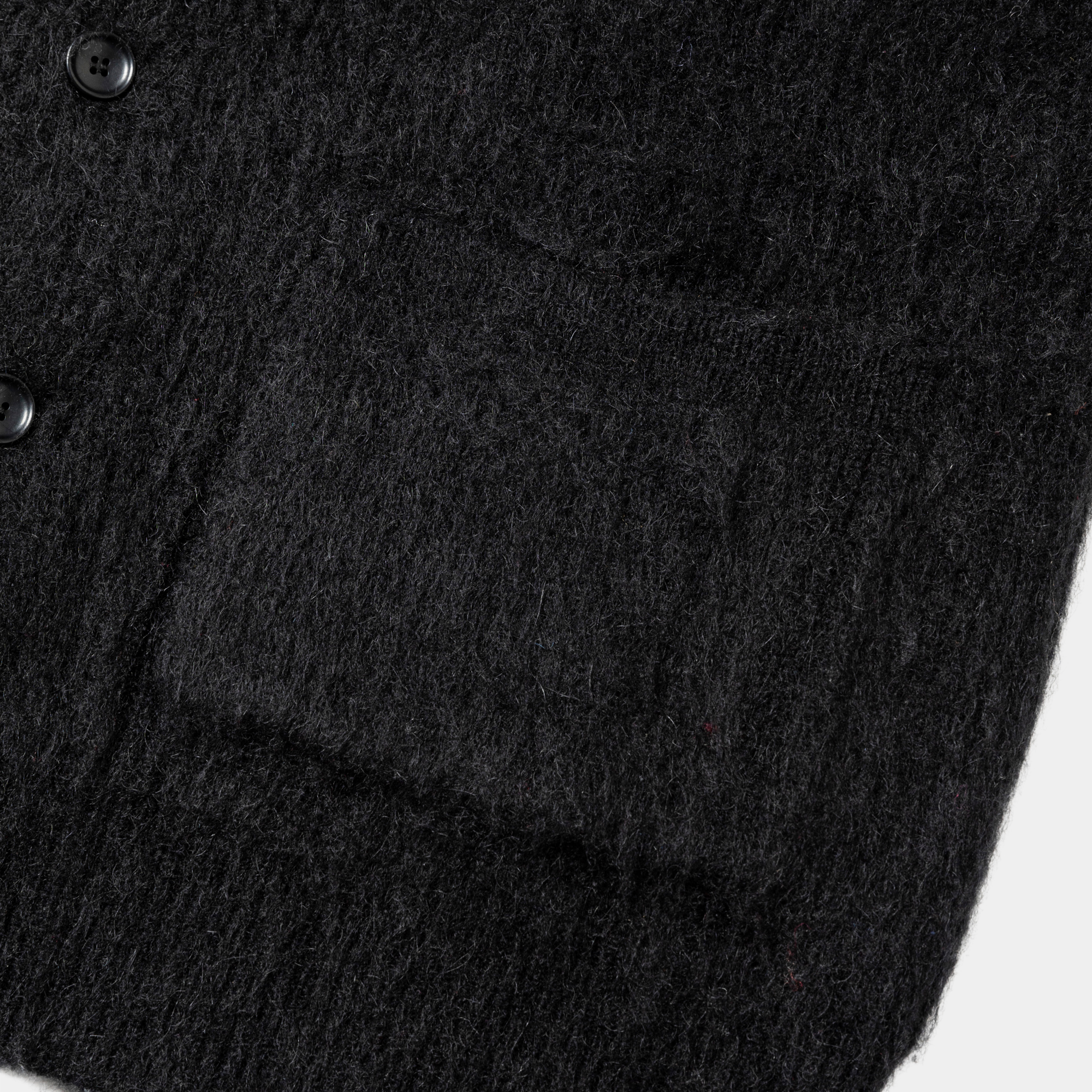 Mohair Double Knit Cardigan/Off Black