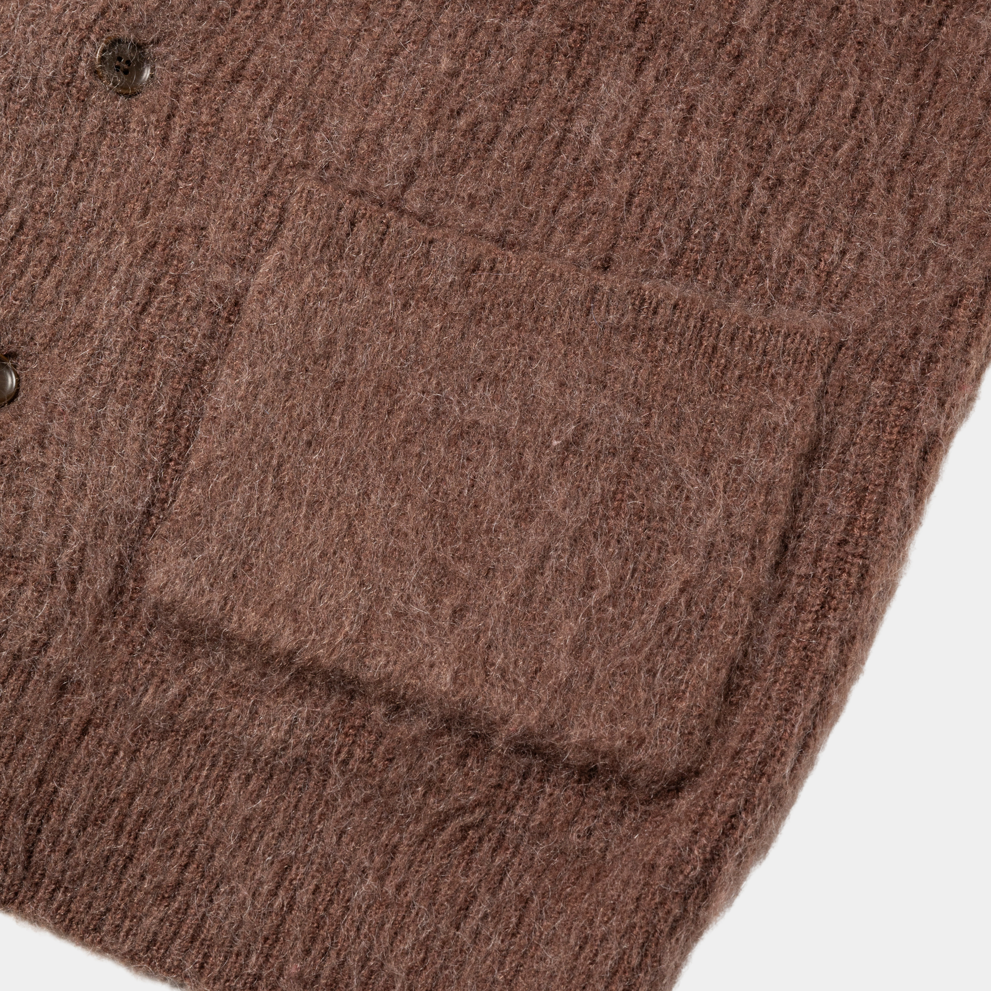 Mohair Double Knit Cardigan/Brown