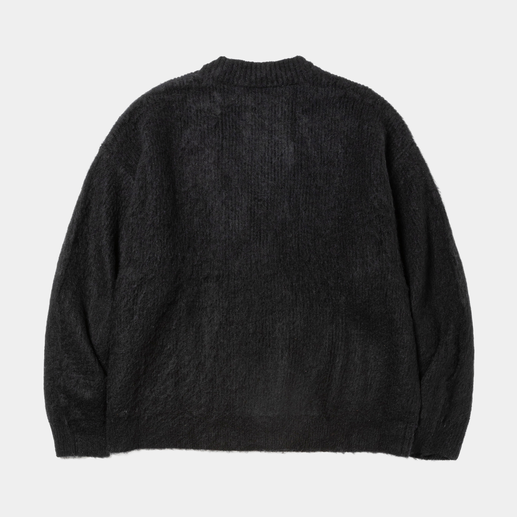 Mohair Double Knit Cardigan/Off Black