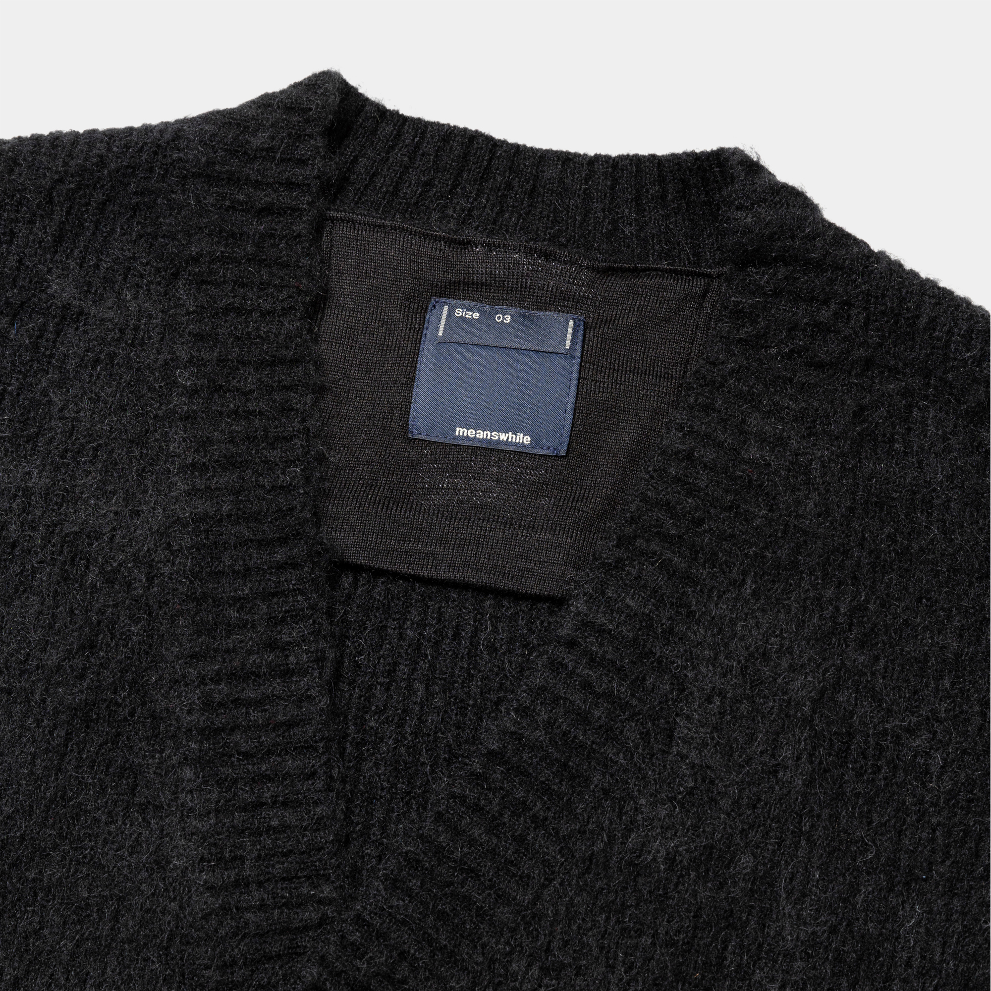 Mohair Double Knit Cardigan/Off Black