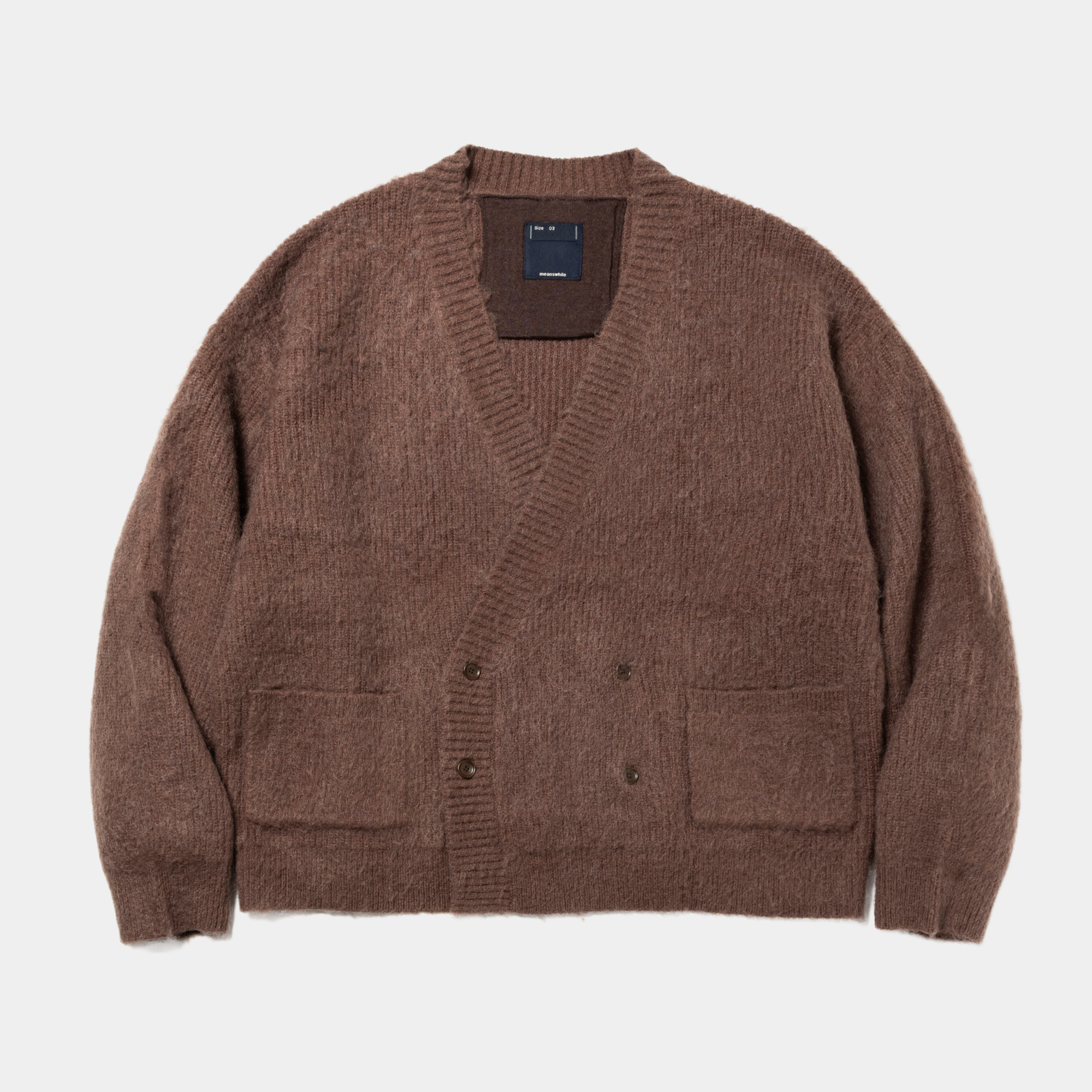 Mohair Double Knit Cardigan/Brown