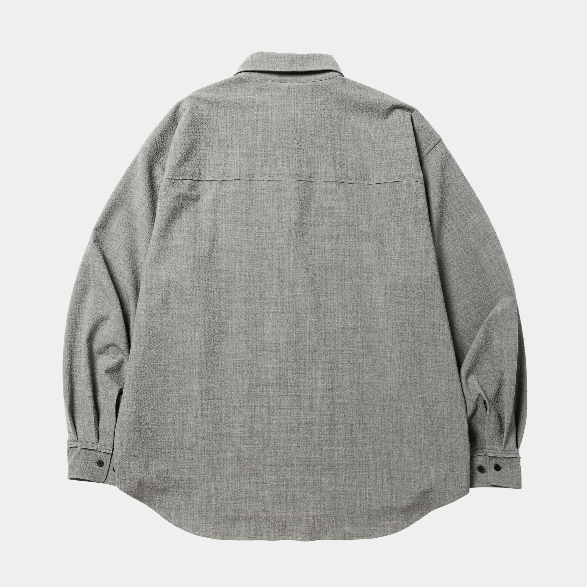 Wool Seersucker Side Slit L/S SH/Grey