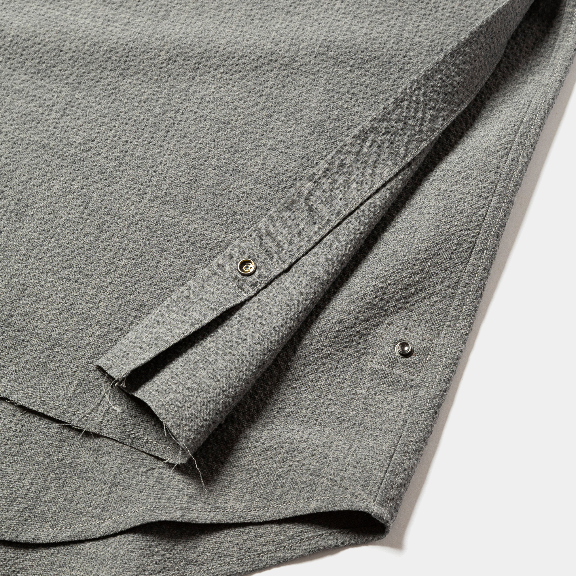 Wool Seersucker Side Slit L/S SH/Grey