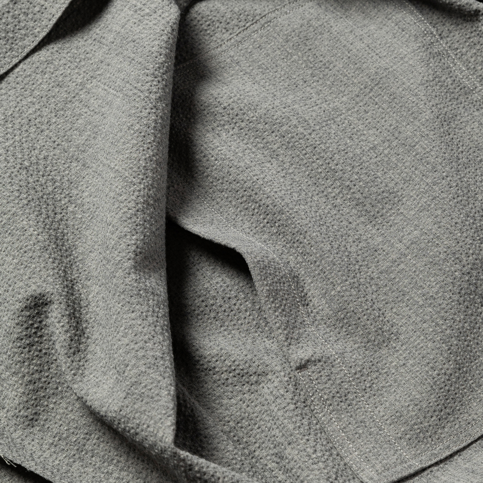 Wool Seersucker Side Slit L/S SH/Grey