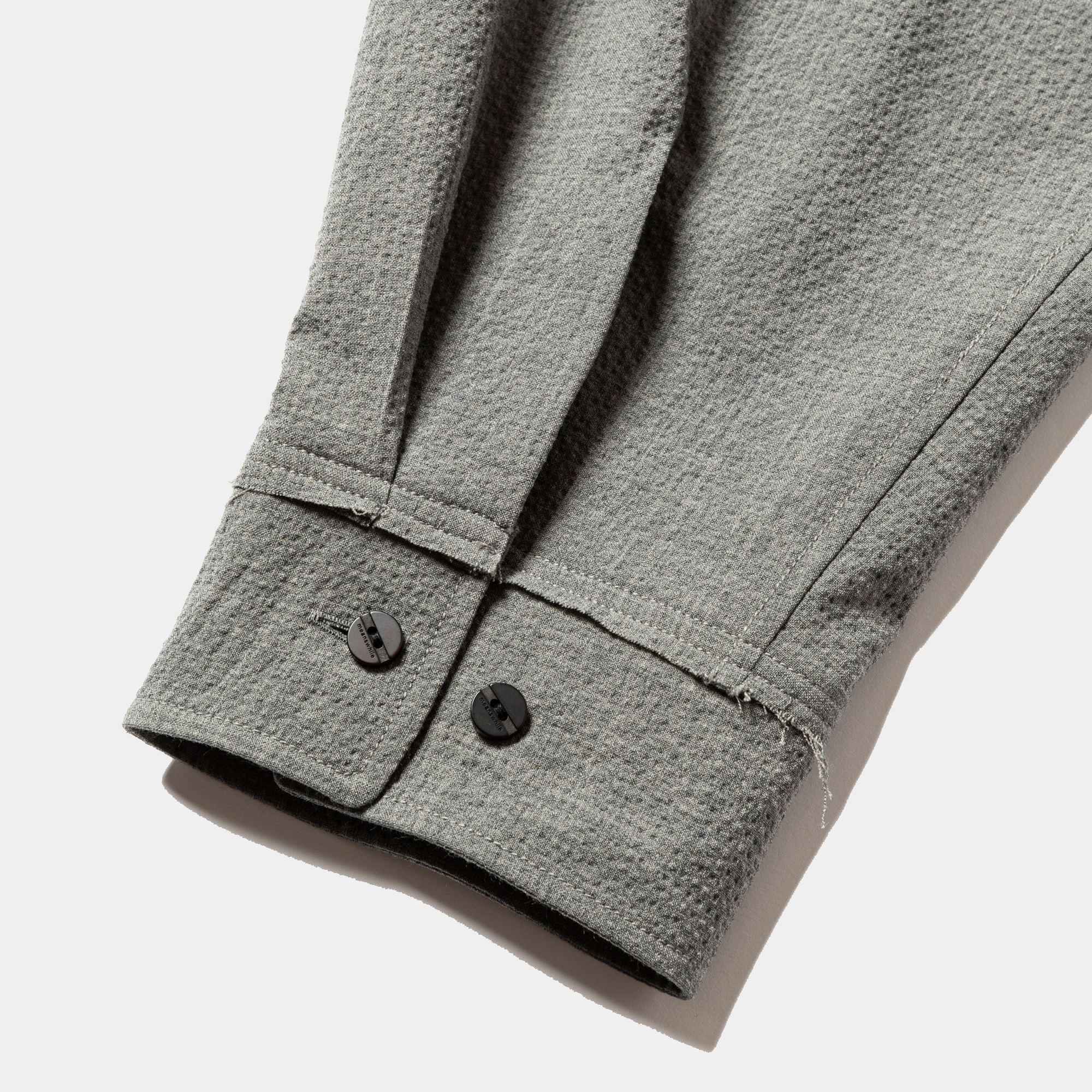 Wool Seersucker Side Slit L/S SH/Grey