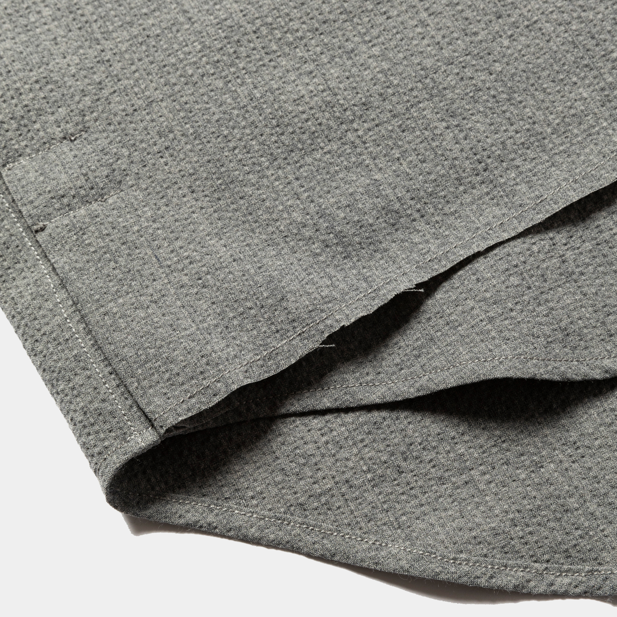 Wool Seersucker Side Slit L/S SH/Grey
