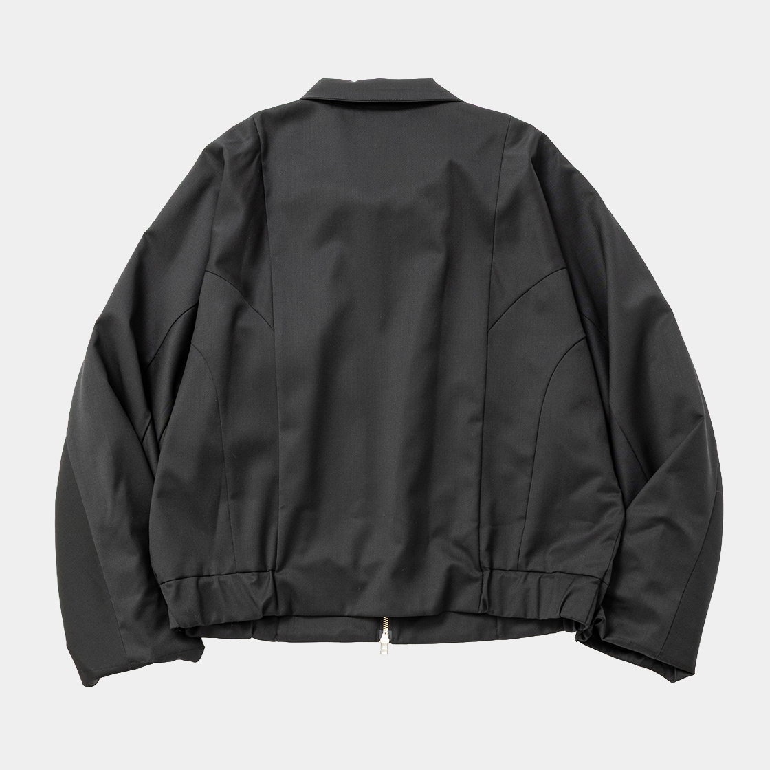 Merino Wool Stand Collar Blouson /Off Black