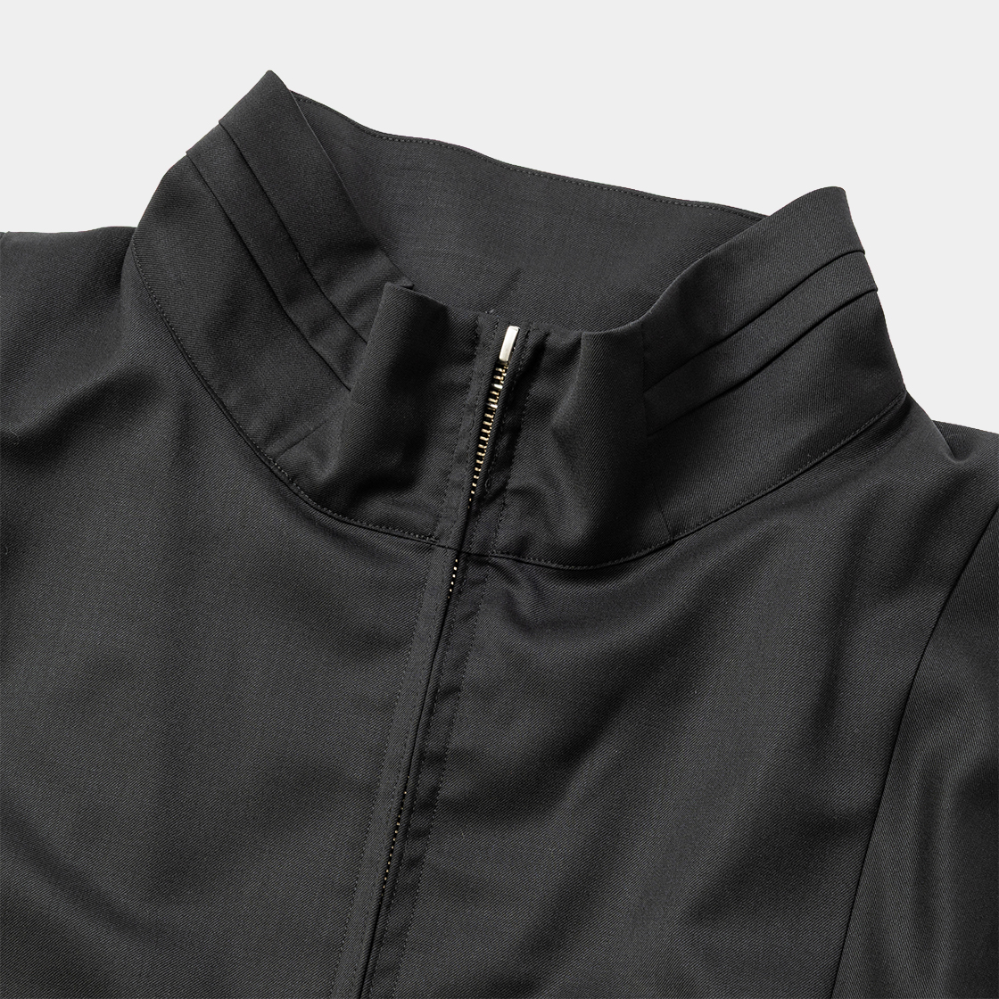 Merino Wool Stand Collar Blouson /Off Black