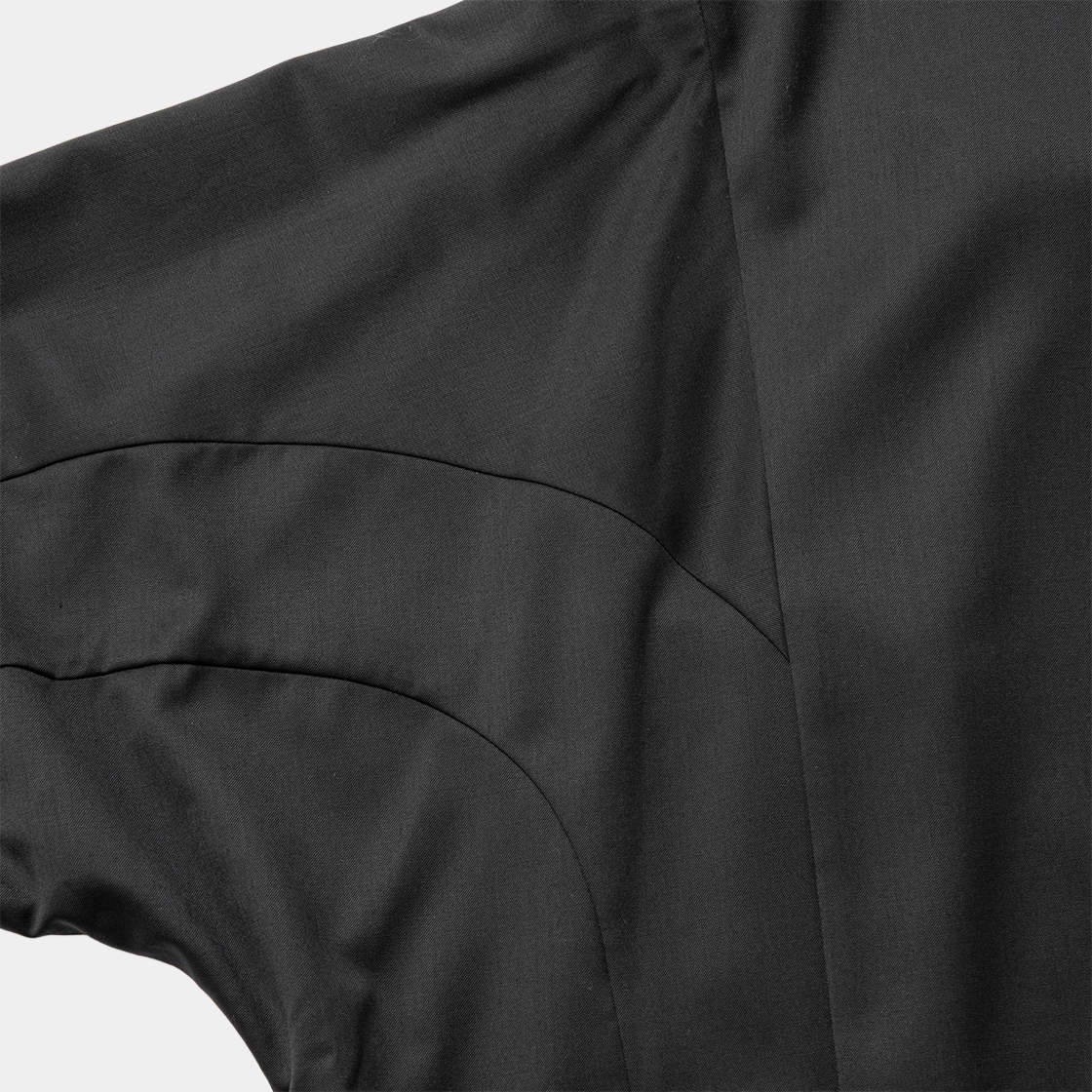 Merino Wool Stand Collar Blouson /Off Black